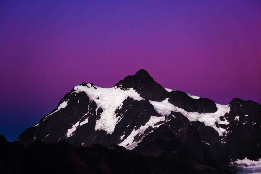 Snow Covered Mountain Purple Sky